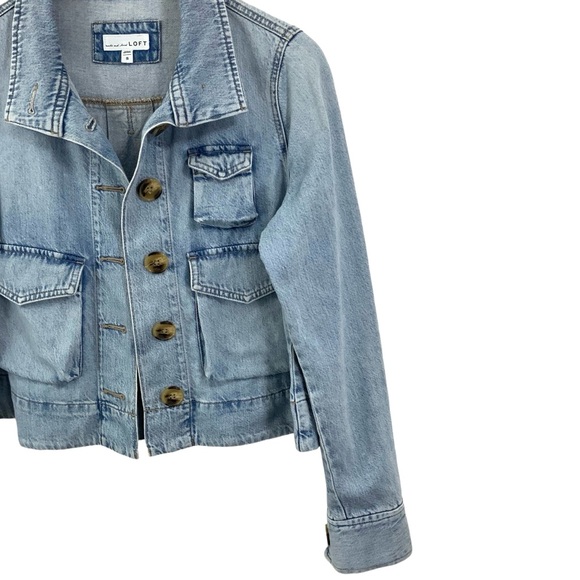 LOFT Jean Jacket Denim Blue Size Small A8 - Picture 5 of 14